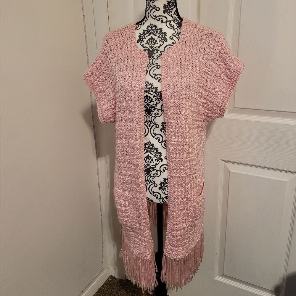 Nonbranded pink crochet sweater cardigan‎